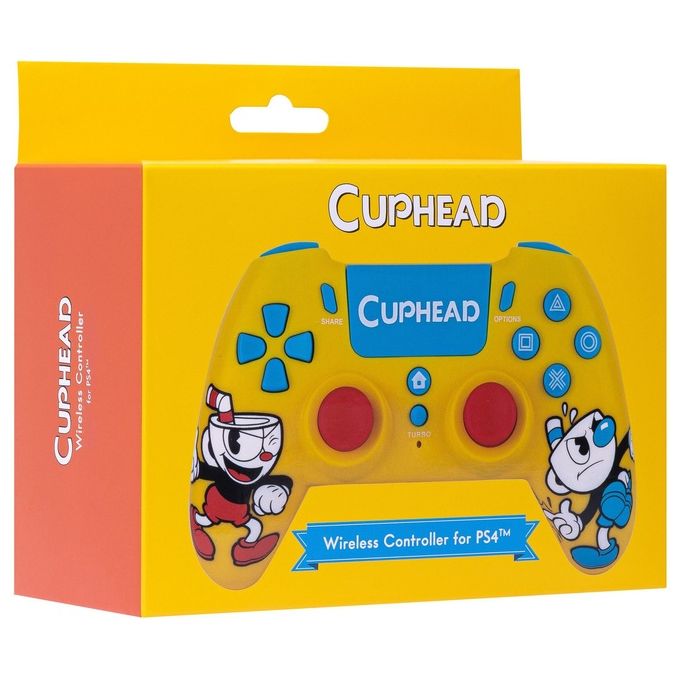 Qubick ACP40224 Cuphead Gamepad Wireless PS4 PS5 PC Bluetooth USB Vibrazione Touchpad colore Giallo