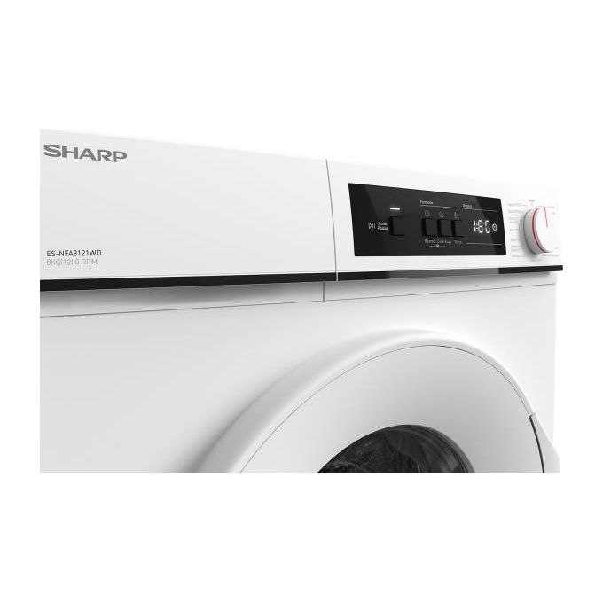 Sharp ES-NFA8121WD Lavatrice a carica frontale 8 Kg Classe D 1200 giri Oblo' grande Bianco 845x597x527
