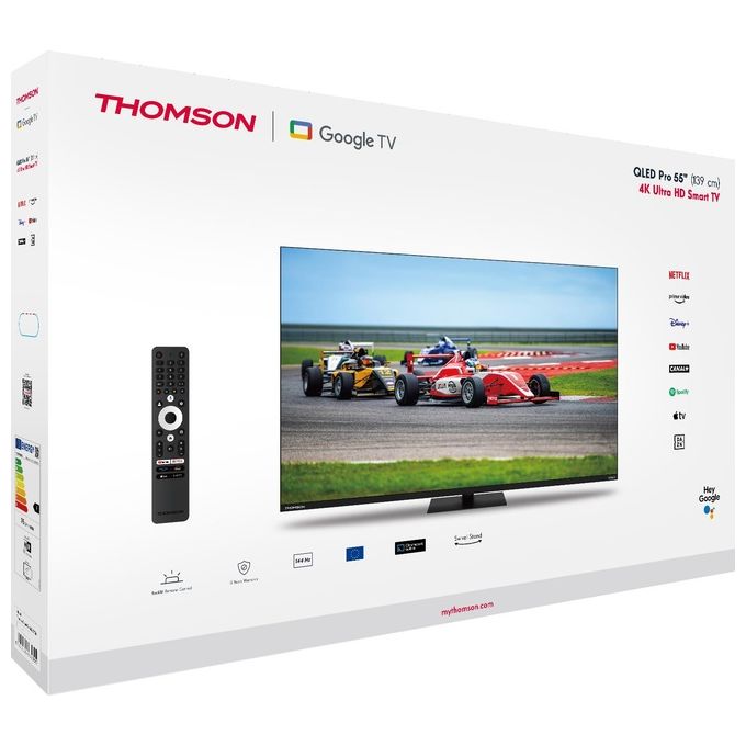 Thomson 55QG7C14 Q70 Series Smart TV QLED 55'' 4K Ultra HD 144Hz Google TV DVB-T2 S2 Dolby Vision Wi-Fi colore Nero