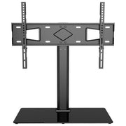 Techly ICA-LCD S07L Supporto Universale da Tavolo per TV 32'' a 65'' VESA 75x75 fino a 600x400 Altezza Regolabile Peso Massimo 45 Kg con Base in Vetro Temperato colore Nero