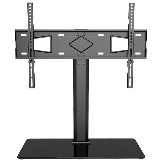 Techly ICA-LCD S07L Supporto Universale da Tavolo per TV 32'' a 65'' VESA 75x75 fino a 600x400 Altezza Regolabile Peso Massimo 45 Kg con Base in Vetro Temperato colore Nero