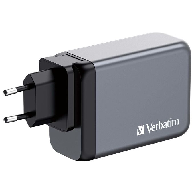 Verbatim 32205 GNC-240 Alimentatore GaN 240W con 3 USB-C PD 140W 100W 65W 1 USB-A QC 3.0 colore Nero Grigio