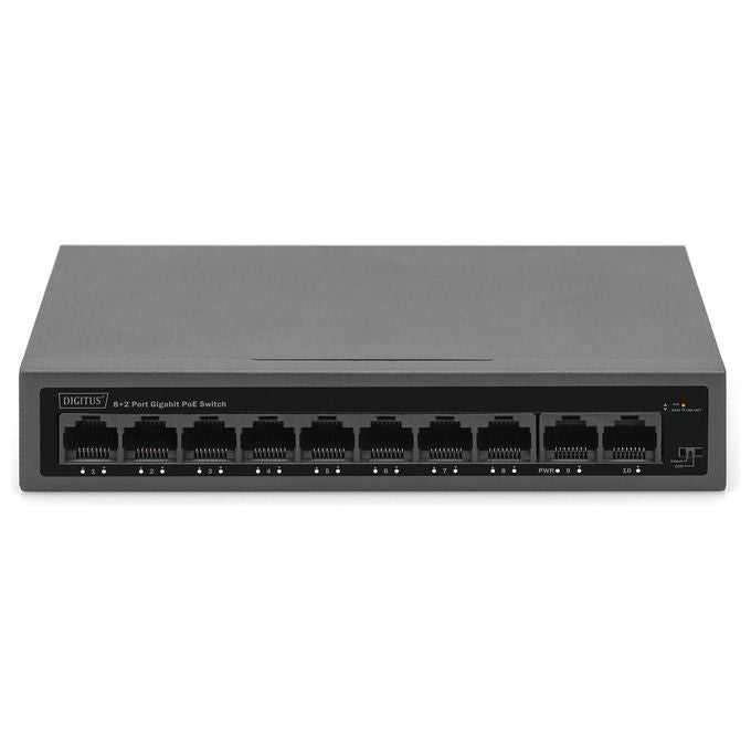 Digitus DN-95357 Switch PoE Gigabit 8+2 porte 10 100 Mbit-s 60 W PoE Budget CCTV colore Nero