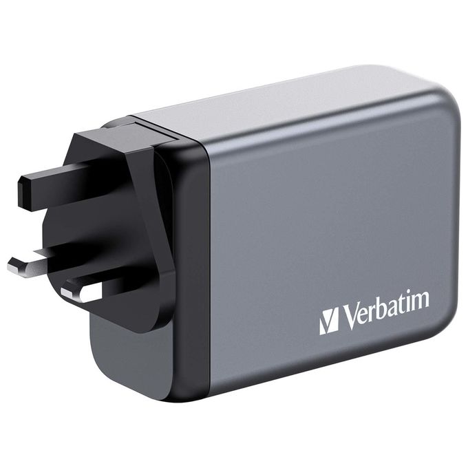 Verbatim 32205 GNC-240 Alimentatore GaN 240W con 3 USB-C PD 140W 100W 65W 1 USB-A QC 3.0 colore Nero Grigio