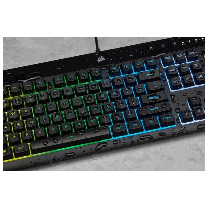 Corsair CH-9226765-IT K55 RGB PRO Tastiera Gaming a Membrana Cablata QWERTY Layout IT LED RGB 5 Zone 6 Macro Tasti IP42 colore Nero