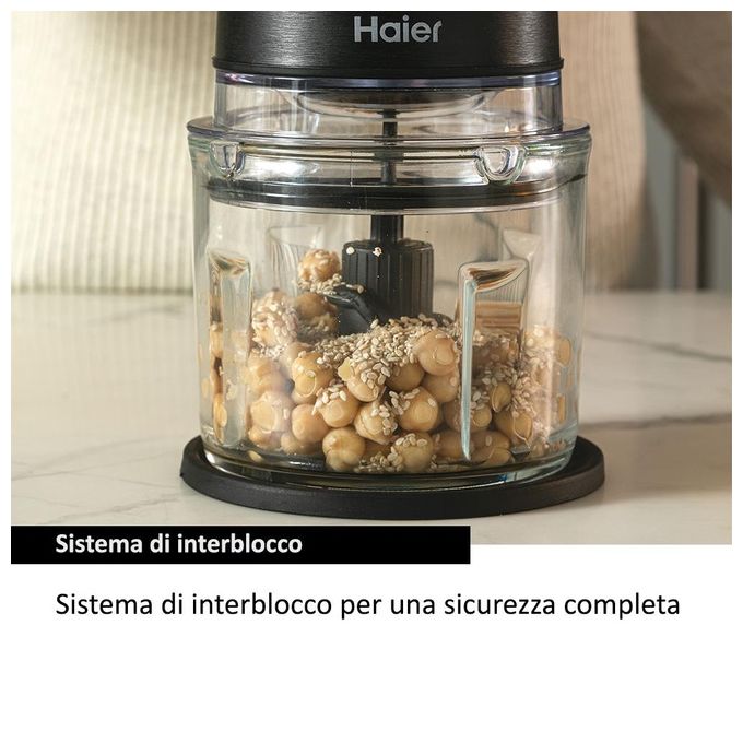 Haier HCH5B1011 I-Master Serie 5 Tritatutto Elettrico 550 W 0.5 L 4 Lame Inox 2 Velocita' colore Nero