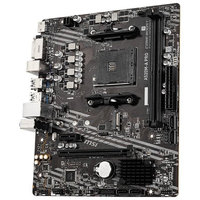 MSI 7C96-001R A520M-A PRO Scheda Madre AMD AM4 DDR4 fino a 64GB M.2 PCIe 3.0 HDMI DVI-D colore Nero