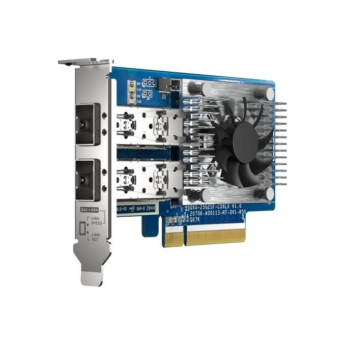 QNAP QXG-25G2SF-CX6 Scheda di Rete Dual Port 25GbE PCIe Gen4 x8 SFP28 Low-Profile colore Nero