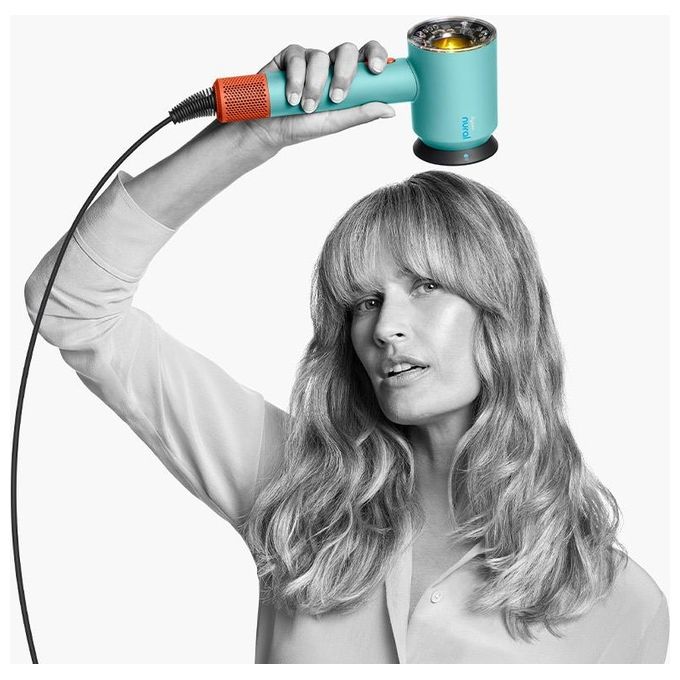 Dyson 515276-01 Supersonic Nural Asciugacapelli 1600W Motore V9 3 Velocita' 4 Temperature con Accessori colore Blu Arancione