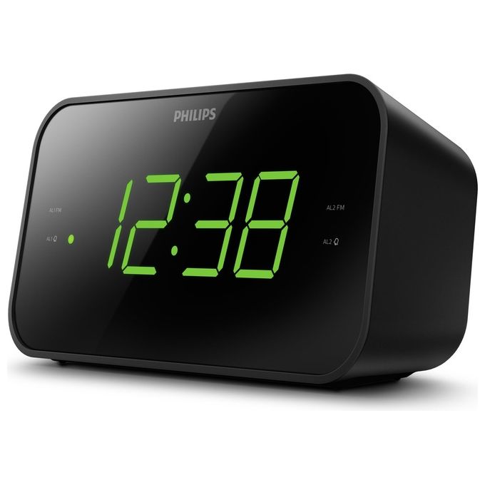 Philips TAR3306-12 Radiosveglia Digitale FM Display LED Doppia Sveglia Snooze Timer Spegnimento colore Nero