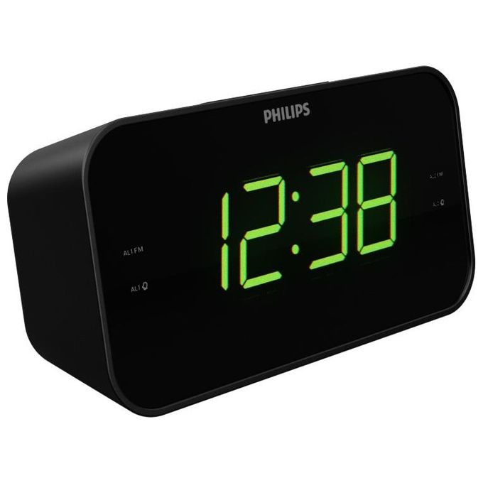 Philips TAR3306-12 Radiosveglia Digitale FM Display LED Doppia Sveglia Snooze Timer Spegnimento colore Nero