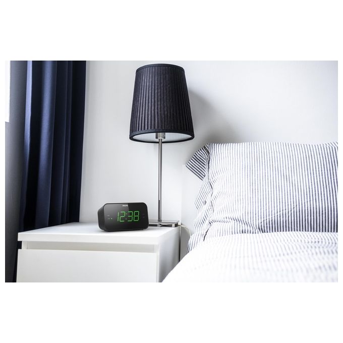 Philips TAR3306-12 Radiosveglia Digitale FM Display LED Doppia Sveglia Snooze Timer Spegnimento colore Nero