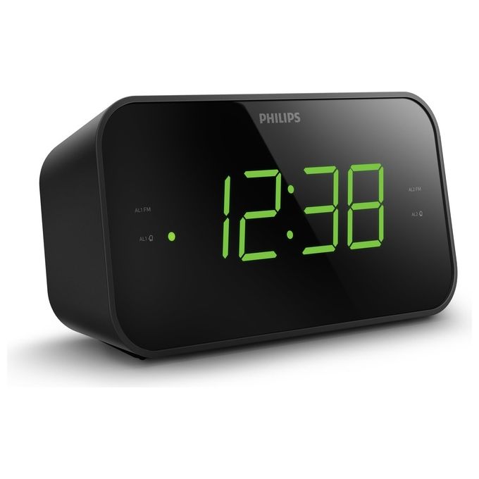 Philips TAR3306-12 Radiosveglia Digitale FM Display LED Doppia Sveglia Snooze Timer Spegnimento colore Nero