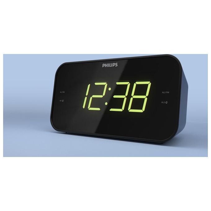 Philips TAR3306-12 Radiosveglia Digitale FM Display LED Doppia Sveglia Snooze Timer Spegnimento colore Nero