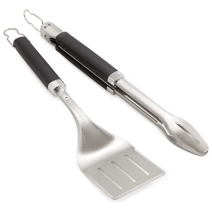 Weber 6763 Precision Set 2 Utensili Barbecue Pinza e Paletta Acciaio Inox Lavabile colore Nero Acciaio