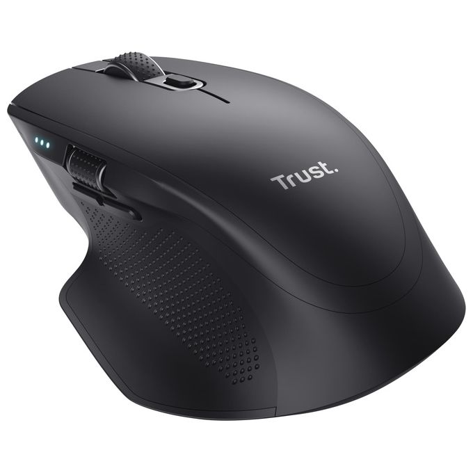 Trust 24820 Ozaa+ Mouse Wireless Multi-Dispositivo 6 Pulsanti Silenzioso 2 Rotelle Scorrimento Bluetooth 2.4GHz USB Type-C 60% Plastica Riciclata colore Nero