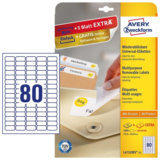 Avery Etichette removibili 35 6x16 9 Singolo