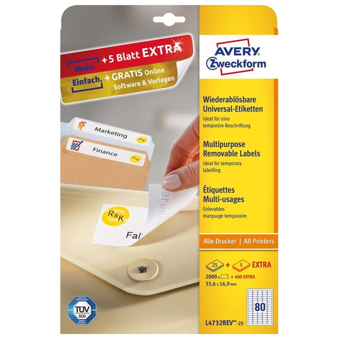 Avery Etichette removibili 35 6x16 9 Singolo