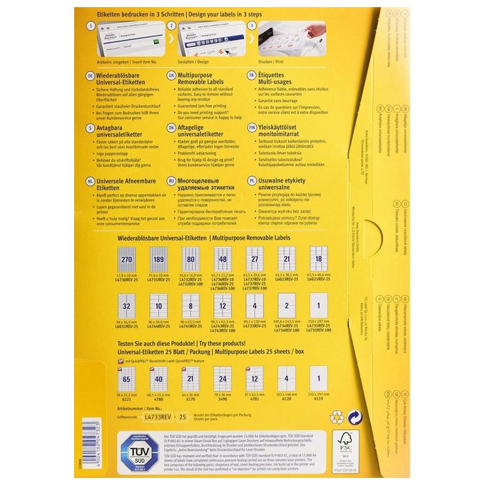Avery Etichette removibili 35 6x16 9 Singolo