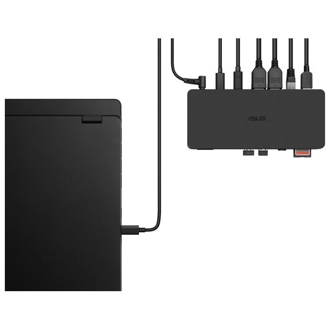 Asus 90XB08DN-BDS010 DC500 Docking Station Thunderbolt 4 Triple 4K 3 Monitor 2x HDMI 2.1 2x USB 3.2 Ethernet 2.5 Gbps 150W colore Nero