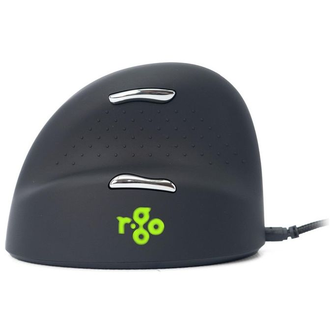 R-Go Tools RGOHELELA Mouse Ergonomico Verticale per Mancini Risoluzione 2400 DPI con Software di Pausa Cavo 1,69 m colore Nero
