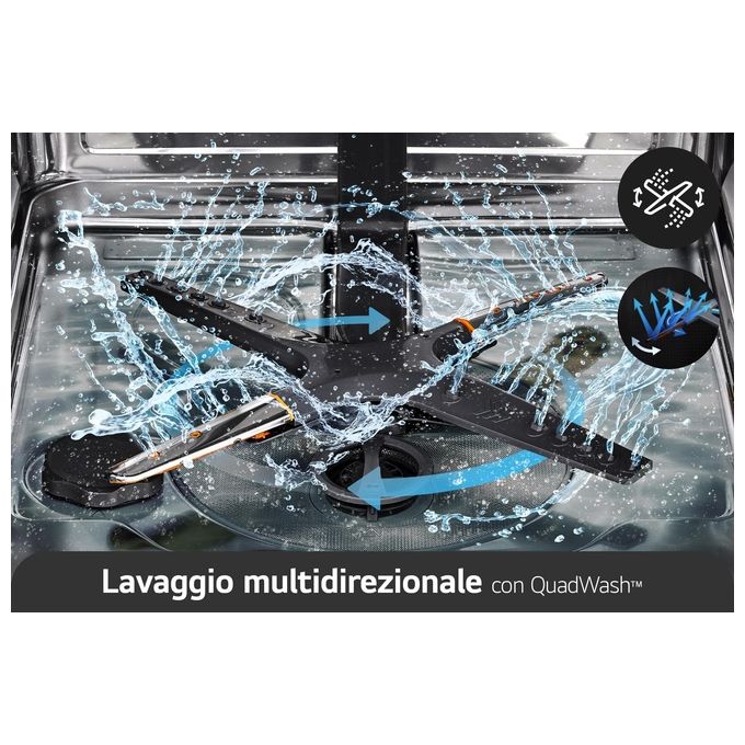LG DB242TX Serie 2 Lavastoviglie Incasso 14 coperti Classe D QuadWash Wi-Fi EasyRack+ (55x60x82 cm) colore Noble Steel