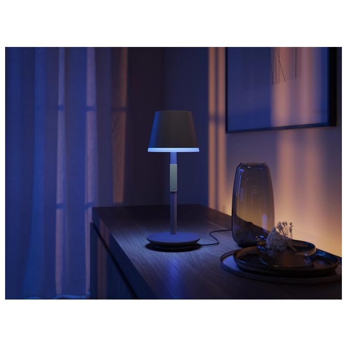 Philips Lampada Smart Hue Go White and Color Ambiance da Tavolo Ricaricabile Nera Wireless