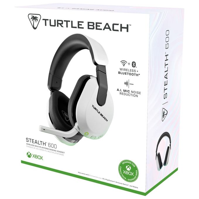 Turtle Beach TBS-2102-15 Stealth 600 Cuffie da Gioco Wireless con Connessione 2.4 GHz e Bluetooth 5.2 Driver 50 mm Autonomia 80 Ore colore Bianco