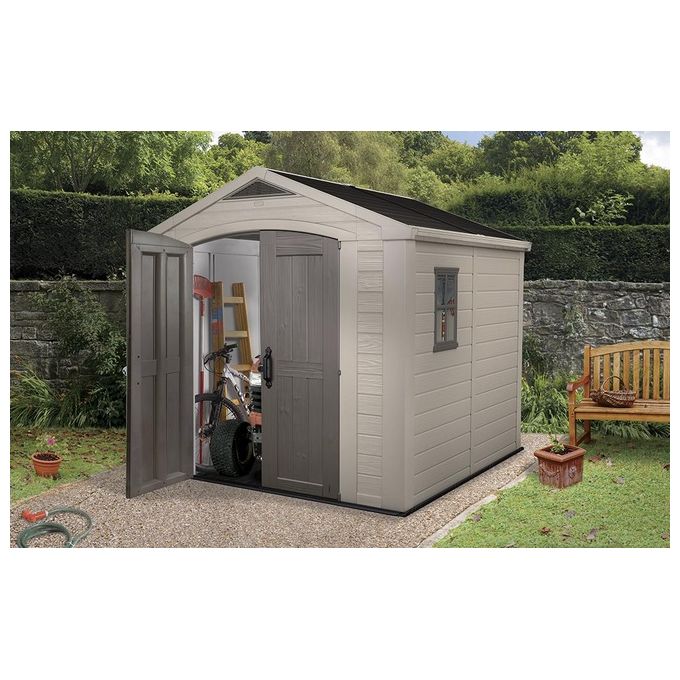 Keter Casetta da Giardino Factor 8X8 in Resina 256,5x255x243h Beige