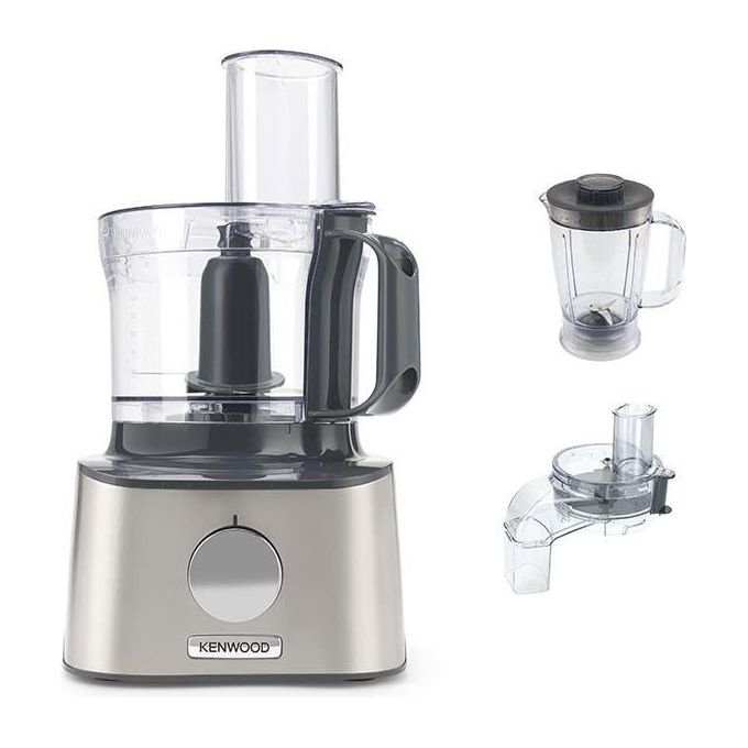 Kenwood FDM304SS MultiPro Compact Robot da cucina multifunzione 800 W ciotola 2,1 L frullatore 1,2 L 2 velocita' Pulse colore Metallico