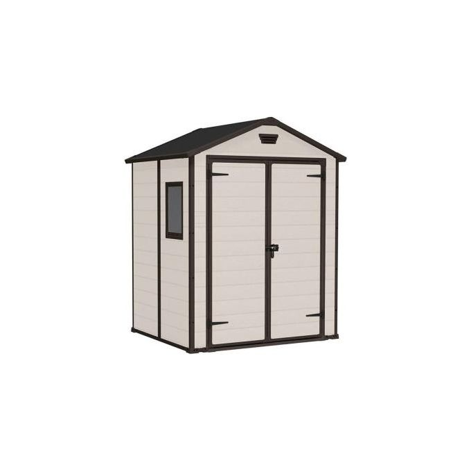 Keter MANOR 6X5 Casetta da giardino in resina doppia porta tetto a due falde 185x152x226 cm colore Beige