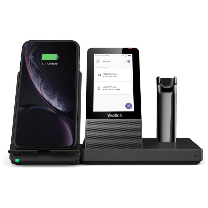 Yealink WH67 TEAMS Auricolare Wireless Bluetooth Ufficio Portata 120 m Base Ricarica Touchscreen colore Nero