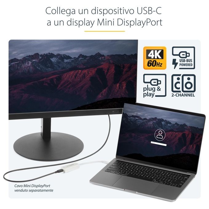 StarTech Adattatore Video Usb-C a Mini DisplayPort 4k 60Hz Bianco