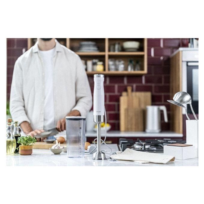 ZWILLING 1021604 Enfinigy Frullatore a Immersione 800W 9 Velocita' Regolabili Funzione Pulse Lama Piranha in Acciaio Inossidabile Bicchiere 600 ml colore Bianco