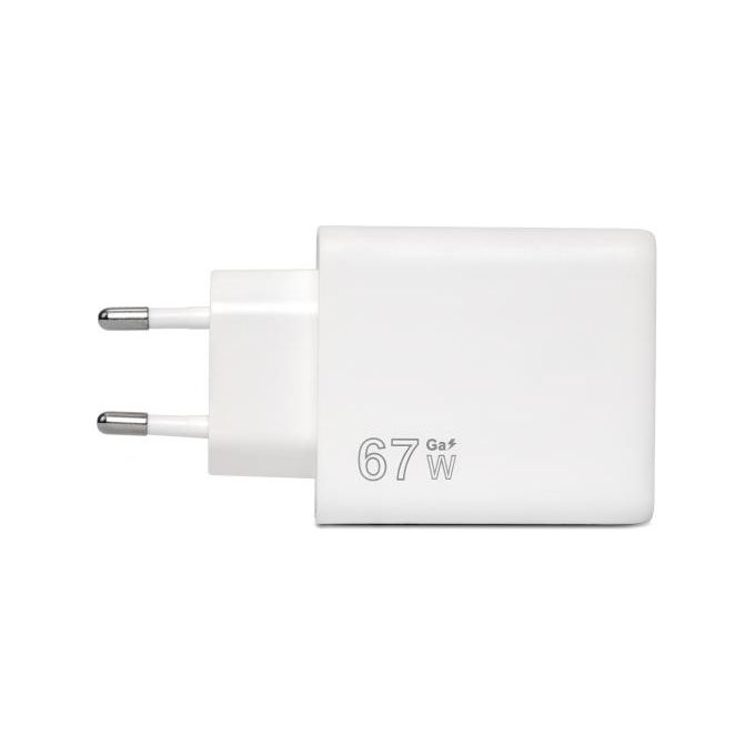 VulTech Caricatore Adattatore Universale 2 Porte Type-C  1 Porta Usb PS67 QC 3.0 Gan 67W PPS Bianco
