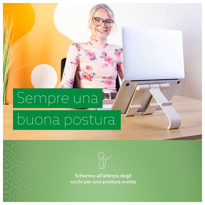 R Go Tools RGOTPW Treepod Supporto per Laptop e Tablet 10-22'' Regolabile in Altezza Materiale Bio-Based colore Naturale