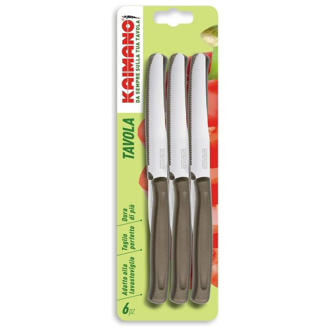 6 Coltelli da tavola seghettati marrone
