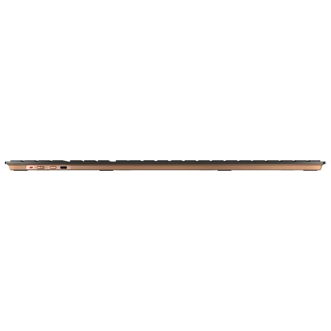 CHERRY JD-9100CH-2 DW 9100 SLIM Tastiera e Mouse Senza Fili Bluetooth e Wireless 2.4 GHz Ricaricabile con USB-C QWERTZ Svizzero colore Nero Bronzo