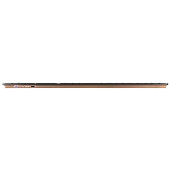 CHERRY JD-9100CH-2 DW 9100 SLIM Tastiera e Mouse Senza Fili Bluetooth e Wireless 2.4 GHz Ricaricabile con USB-C QWERTZ Svizzero colore Nero Bronzo