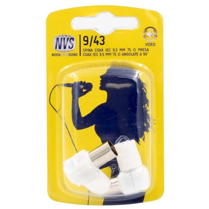 Nuova Video Suono Spina e Presa Antenna Angolate 90 Gradi Coassiale Iec 9.5mm