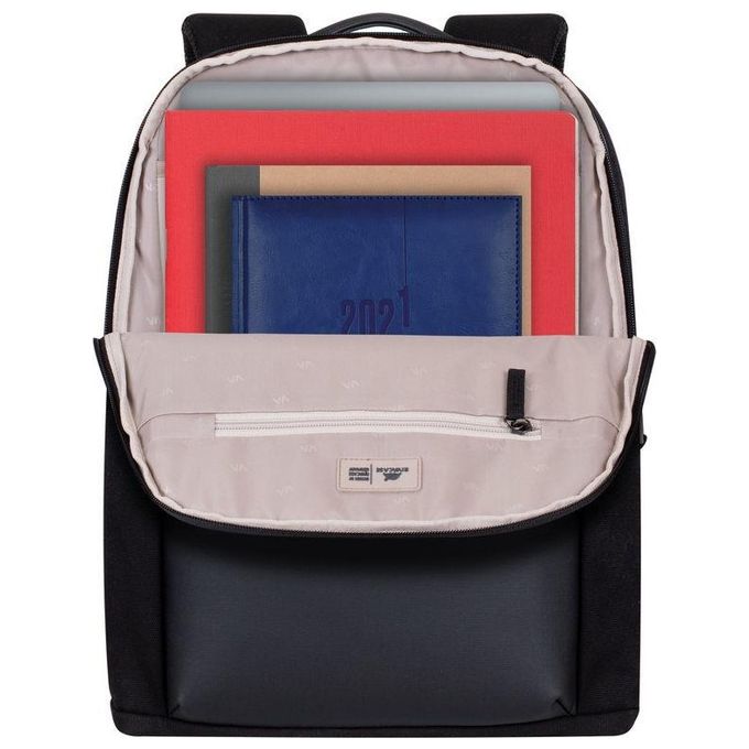 RivaCase 8524 Cardiff Zaino per Laptop fino a 14 Pollici con Scomparto Tablet fino a 10,5 Pollici Materiale Tela e Poliuretano colore Nero