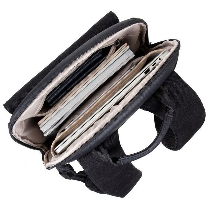 RivaCase 8524 Cardiff Zaino per Laptop fino a 14 Pollici con Scomparto Tablet fino a 10,5 Pollici Materiale Tela e Poliuretano colore Nero