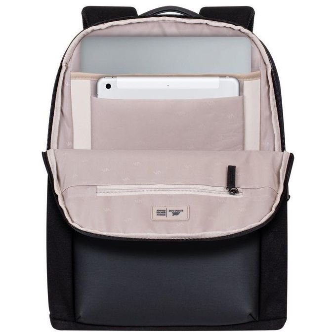 RivaCase 8524 Cardiff Zaino per Laptop fino a 14 Pollici con Scomparto Tablet fino a 10,5 Pollici Materiale Tela e Poliuretano colore Nero