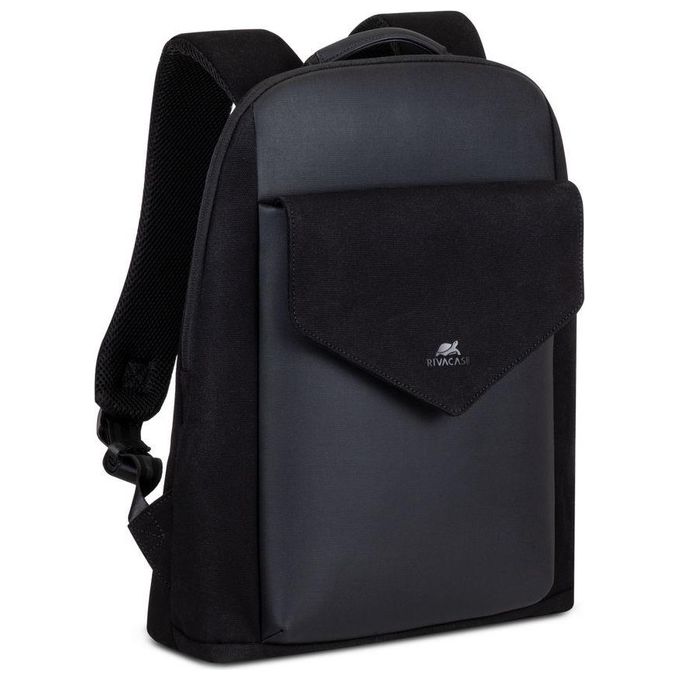 RivaCase 8524 Cardiff Zaino per Laptop fino a 14 Pollici con Scomparto Tablet fino a 10,5 Pollici Materiale Tela e Poliuretano colore Nero