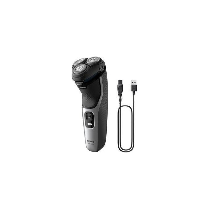 Philips S3143-00 Shaver 3000 Series Rasoio elettrico rotativo Wet Dry 3 testine autonomia 60 min colore Nero Argento