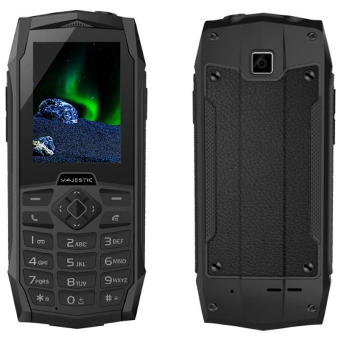 New Majestic TANK Telefono Cellulare Rugged 2.4'' GSM Quad Band IP68 Bluetooth Fotocamera 1.3 MP Torcia LED colore Nero
