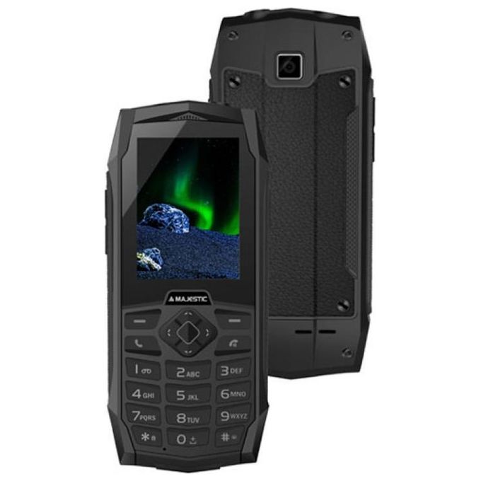 New Majestic TANK Telefono Cellulare Rugged 2.4'' GSM Quad Band IP68 Bluetooth Fotocamera 1.3 MP Torcia LED colore Nero