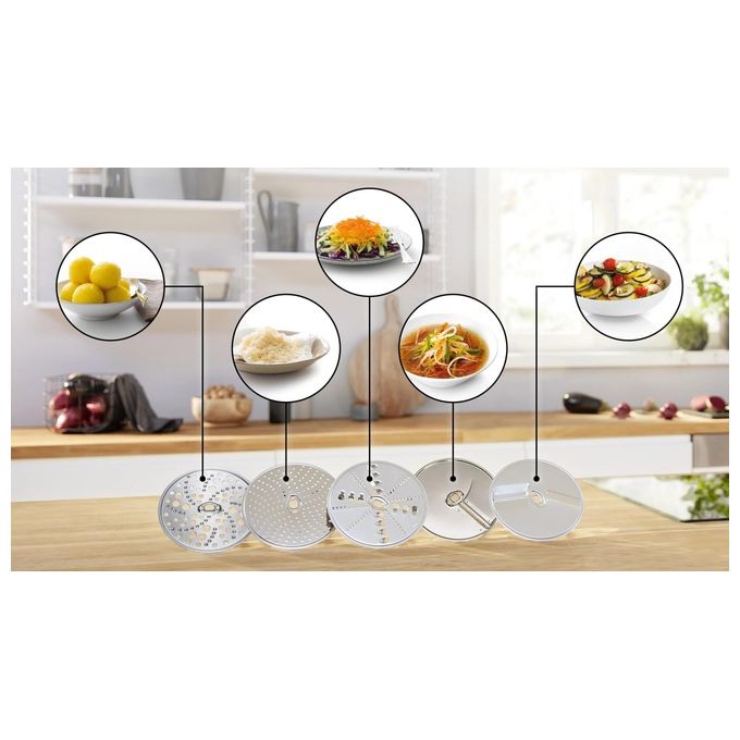 Bosch MUZS68VL Set di attacchi per miscelare e lavorare prodotti alimentari con 5 dischi in acciaio inox colore Nero Trasparente