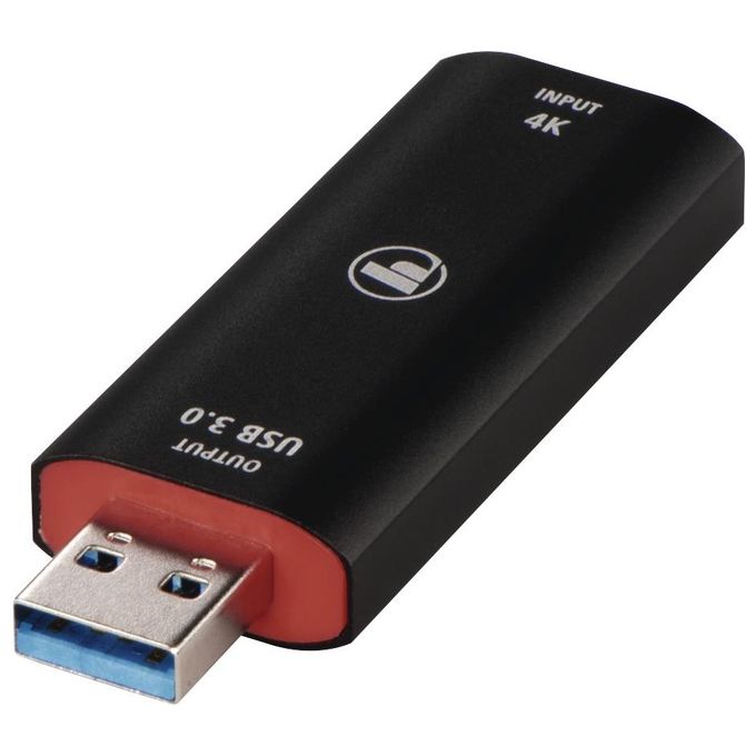 Hama 00074257 Video Capture Card HDMI a USB 3.0 4K in ingresso 1080p 60Hz uscita compatibile con DSLR Action Cam e webcam per streaming colore Nero
