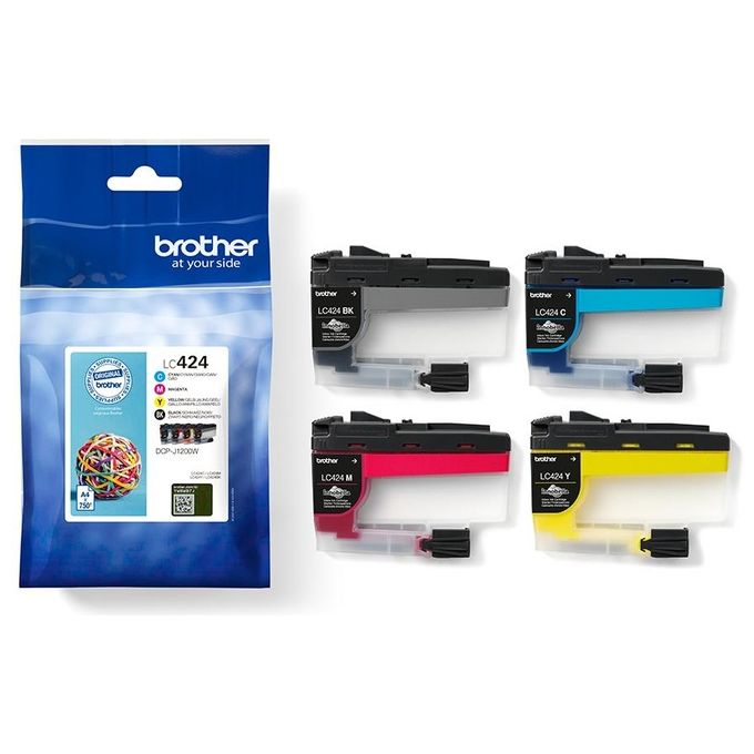 Brother LC424VAL Cartuccia d'inchiostro Multipack Originale fino a 750 pagine per colore compatibile con DCP-J1200W DCP-J1200WE colore Nero Ciano Magenta Giallo
